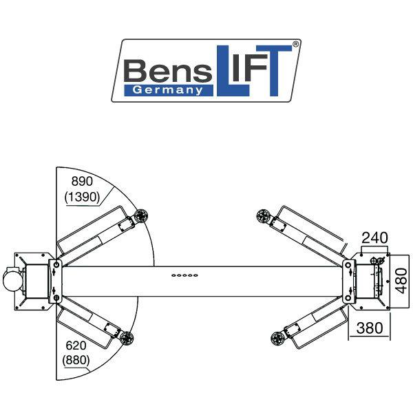 Benslift 2-Säulen Hebebühne 3,6t BL 2.36